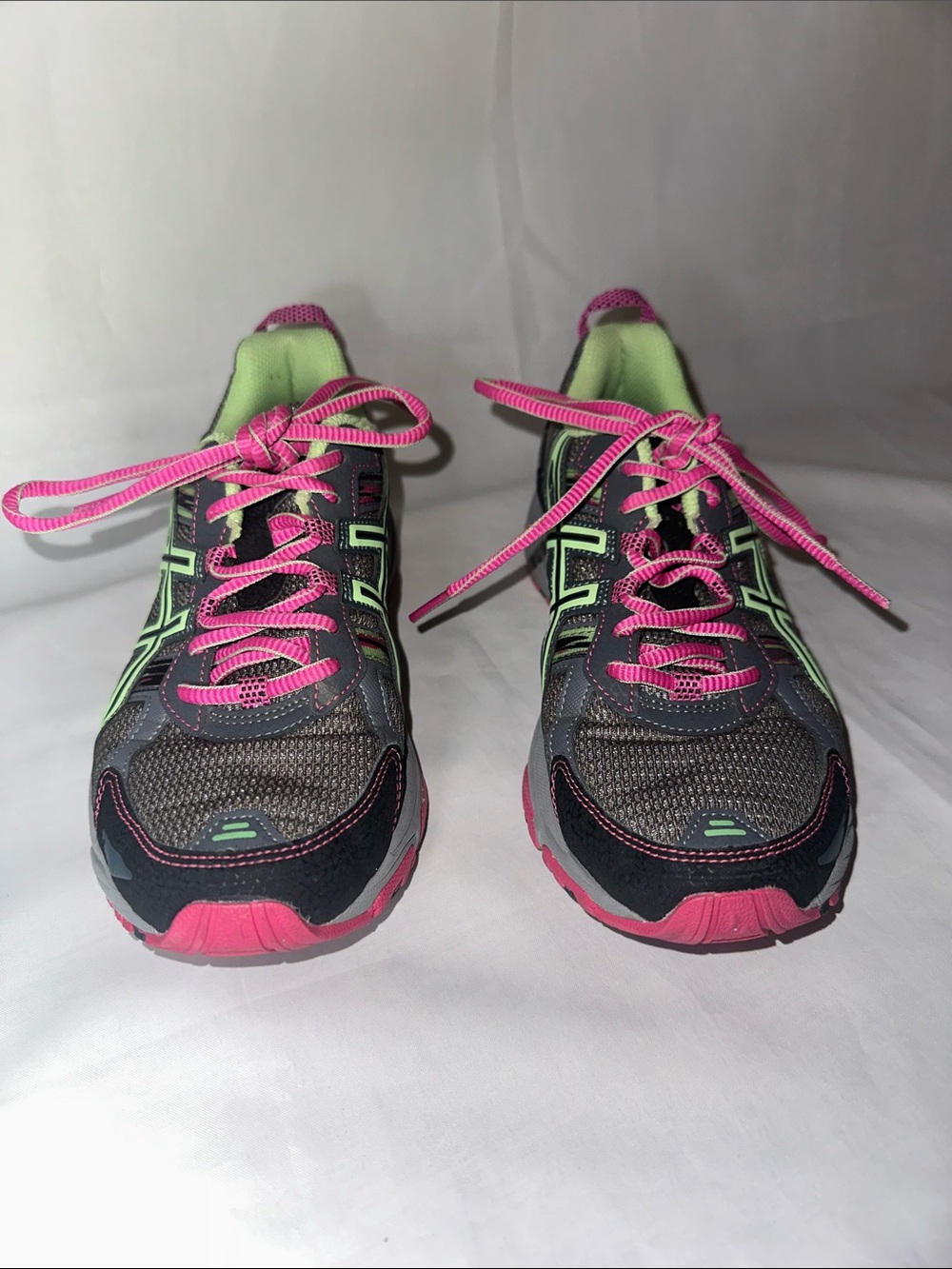 ASICS Gel Venture 5 Women’s Trail Running Shoes Gray Pink Green Size 8